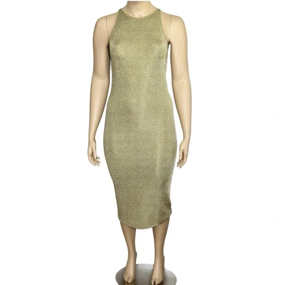 A.L.C. Ashley Knit Dress, Metallic Bright Gold, XL